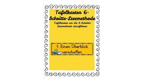 Tafelkarten 6 Schritte Lesemethode Unterrichtsmaterial Im Fach Deutsch
