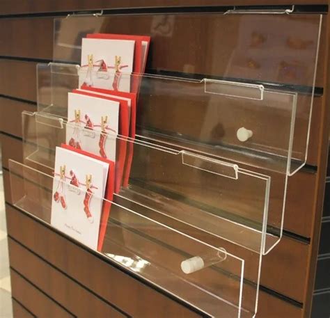 Clear Acrylic Slatwall 3 Tier Display Shelfperspex Wall Mount Card