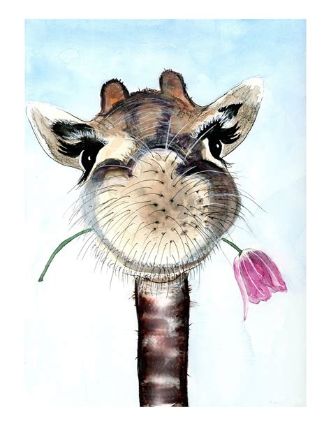 Adorable Giraffe Watercolor Painting For Digital Print Only Etsy