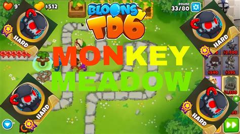 Bloons Td 6 Monkey Meadow Map On Hard My First Time Trying Btd6 Map On