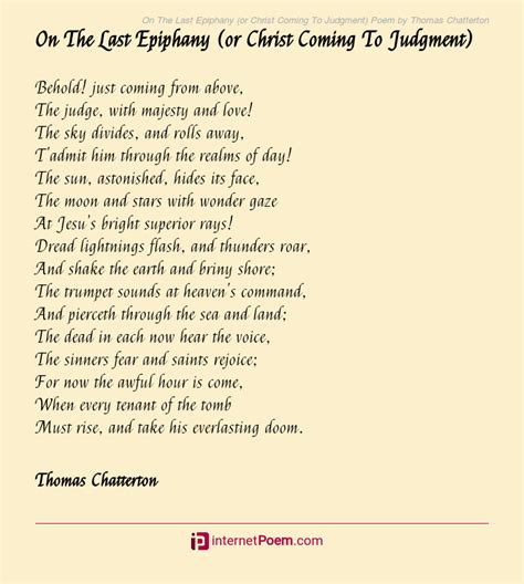 On The Last Epiphany (or Christ Coming To Judgment) Poem Rhyme Scheme