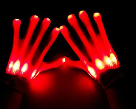 1pair Led Glowing Fingers Electro Rave Flashing Unisex Skeleton Gloves