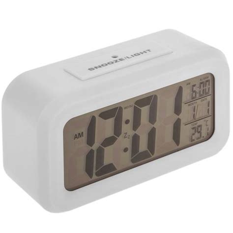 Digital Alarm Clock With Snooze Function Led Light Night Sensor And
