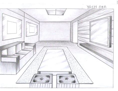 One Point Perspective Drawing Living Room Bryont Blog