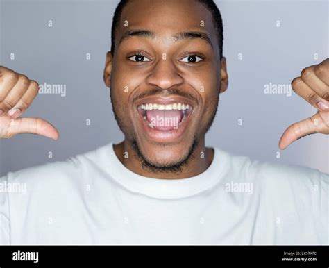 Happy African Man Love Yourself Self Acceptance Skincare Cosmetology Portrait Of Joyful