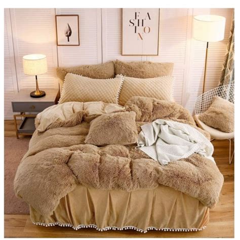 Bedding Luxury Velvet Faux Fur Bedding King Set Poshmark