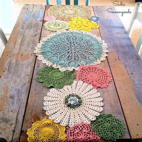 Doily Table Runner From Vintage Doilies For Spring Decor Doilies