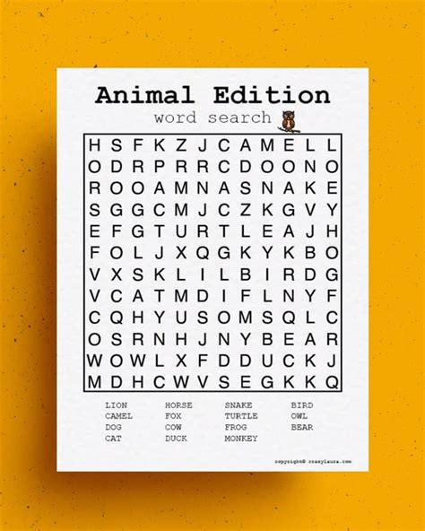 Free Animal Word Search Printable Pdf Game Sheets Crazy