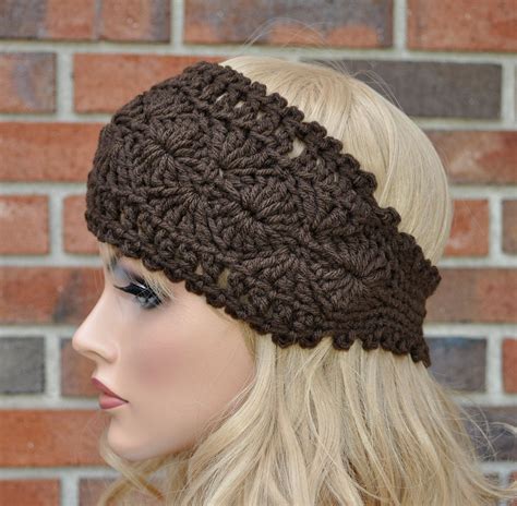 Crochet Headwrap Womens Crochet Headband In Chocolate Brownwinter Head Accessory Style 1