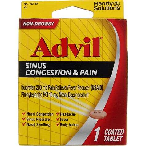 Advil Sinus Congestion And Pain Coated Tablets 220 Mg Vitabox