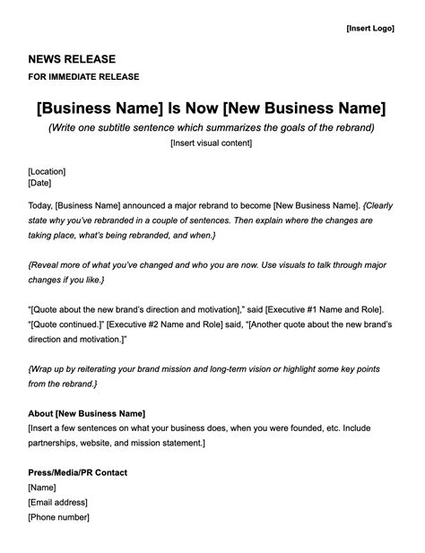 Rebranding Press Release Free Template How To Write Your Own
