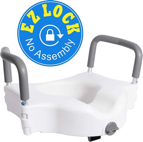 Medical Elevated Raised Toilet Seat Commode Booster Seat Riser With Removable Padded Grab Bar