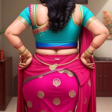 Ai Image Enhance Hot Indian Aunty With Big Showing Her Back To