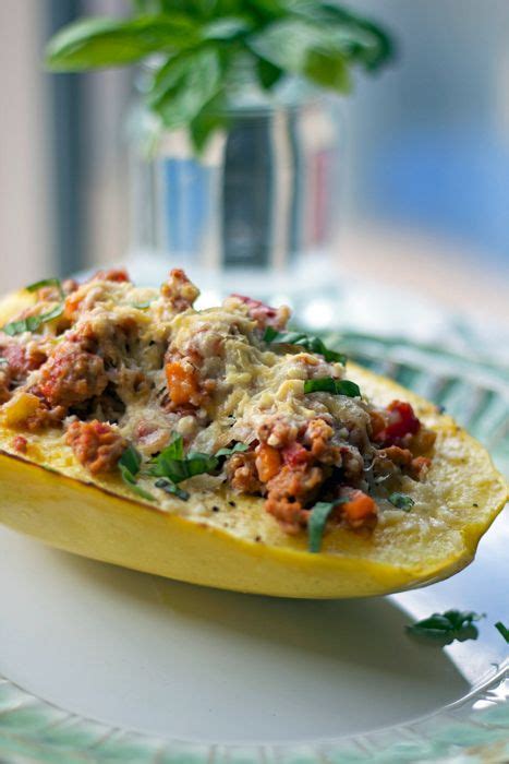 Turkey Bolognese In Spaghetti Squash Boats From A Classic