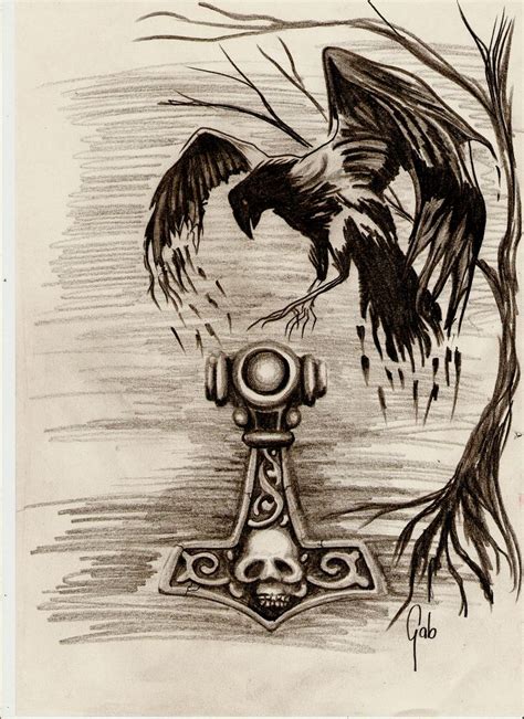 Thor's brother loki has been jealous of him ever since he was given mjolnir instead of him. Thor Hammer draw … | Nordische mythologie, Wikinger ...