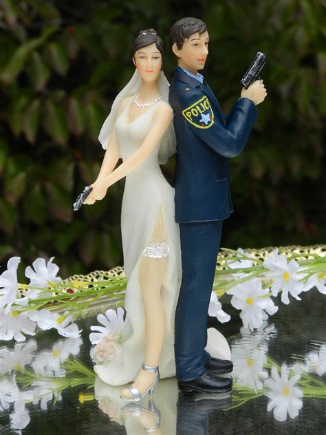 Police Officer Bride Groom Guns Wedding Cake Topper Law Etsy Police