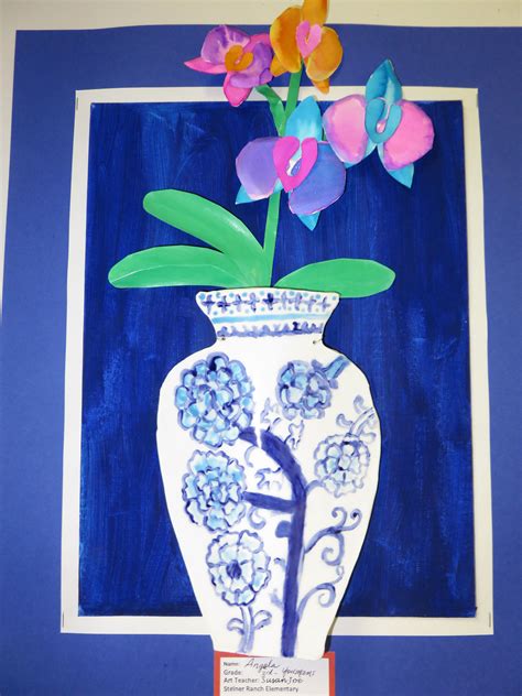 3rd Grade Ceramic Chinese Ming Vase With 3d Watercolor Orchids Lesson