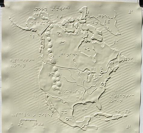 Map Of North America From The Tactile Atlas For The Blind By The