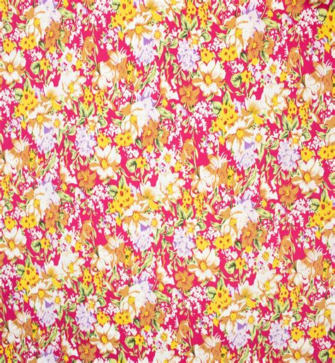 Yellow Flower Pattern Printed Cotton Poplin Fabric Zuraiq Textiles