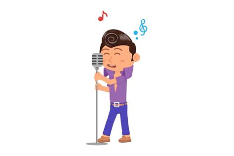 Man Singing Rock And Roll Singer Cute Cartoon Character