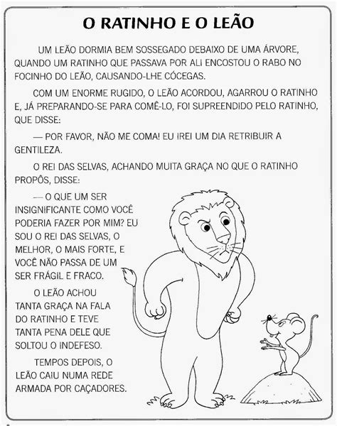 Para Quem Ama AlfabetizaÇÃo O Ratinho E O LeÃo