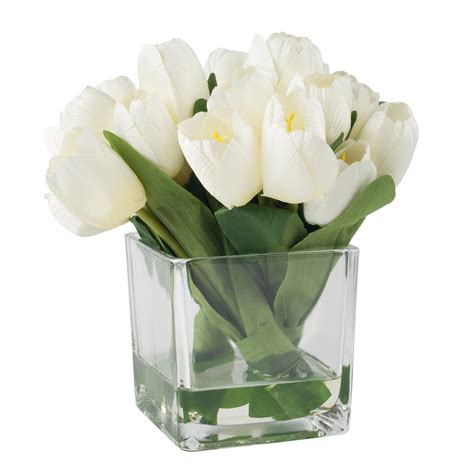 Pure Garden Tulip Arrangement In Glass Vase And Reviews Wayfair