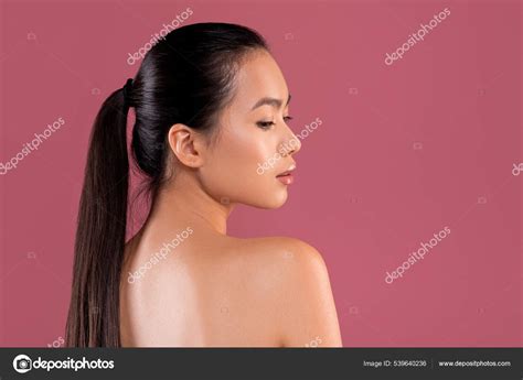 Sexy Naked Chinese Woman Posing On Purple Studio Background Stock Photo By Milkos