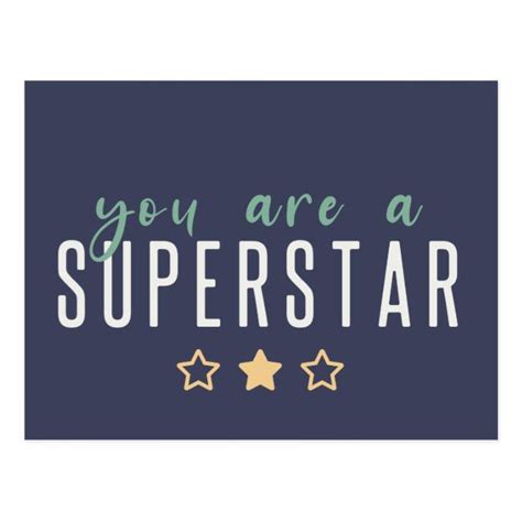 You Are A Superstar Modern Navy Gold Star Hero Postcard