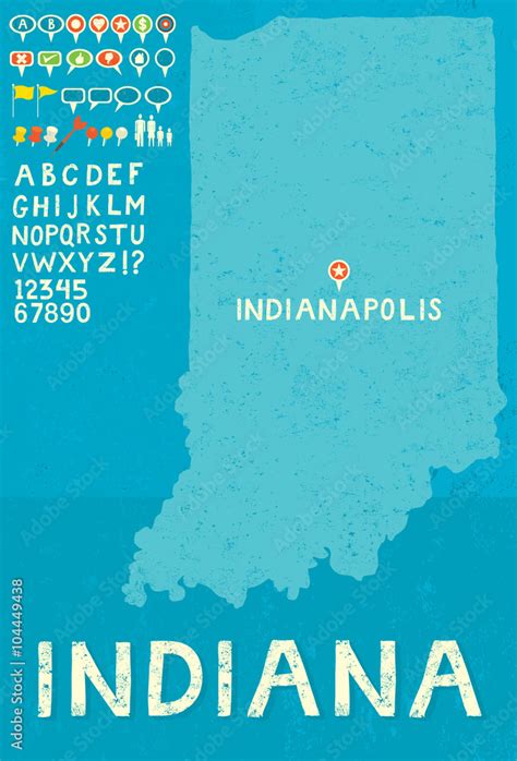 Map Of Indiana With Icons Stock Vector Adobe Stock
