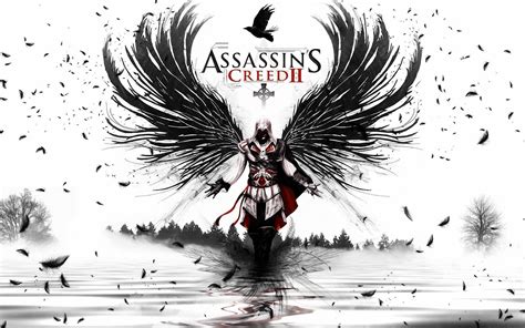 Wallpaper Ilustrasi Satu Warna Gambar Kartun Assassin Creed