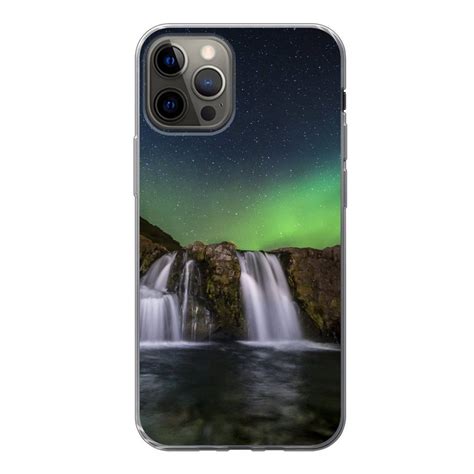 Muchowow Handyhülle Nordlicht Wasserfall Island Natur Handyhülle Apple Iphone 13 Pro