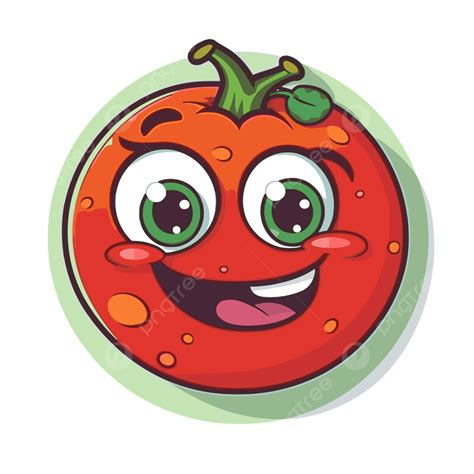 Tomate De Dibujos Animados Vector Png Con Ojos Verdes Tomate