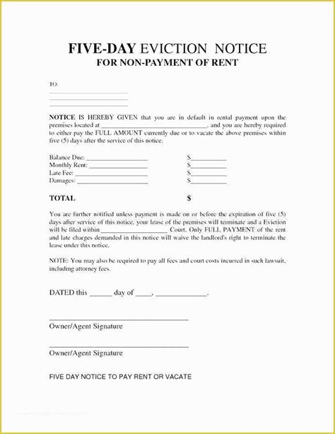 Free Eviction Notice Template California Of Day Notice Form