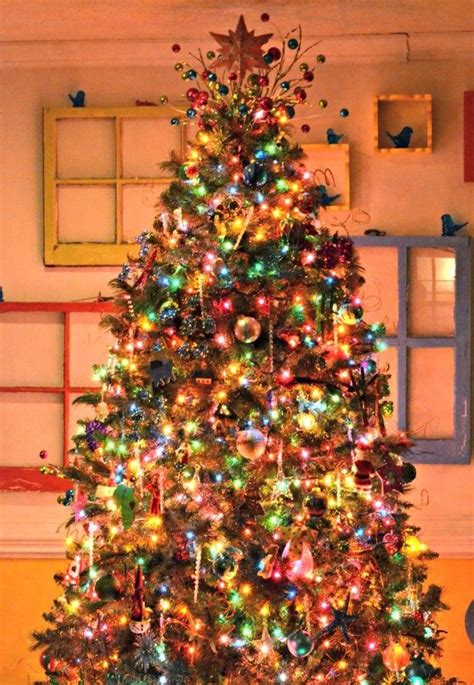 20 Flocked Christmas Tree With Colored Lights