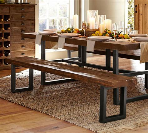 Griffin Reclaimed Wood Bench Upholstered Dining Bench Dining Table