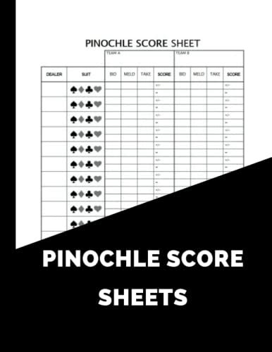Pinochle Score Sheets Pinochle Games Score Pads Score Sheet Record
