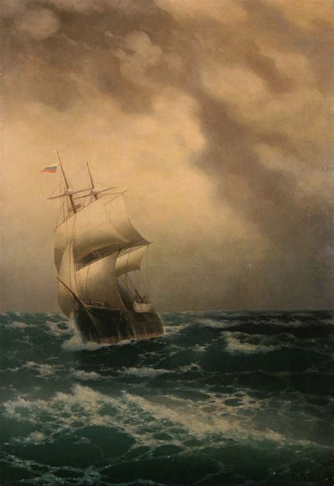 Ivan Aivazovsky Sailing Ship On A Stormy Sea 1870 Sailing Ships