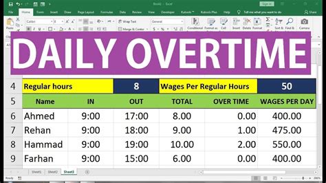 Overtime Calculation Formula In Excel Youtube