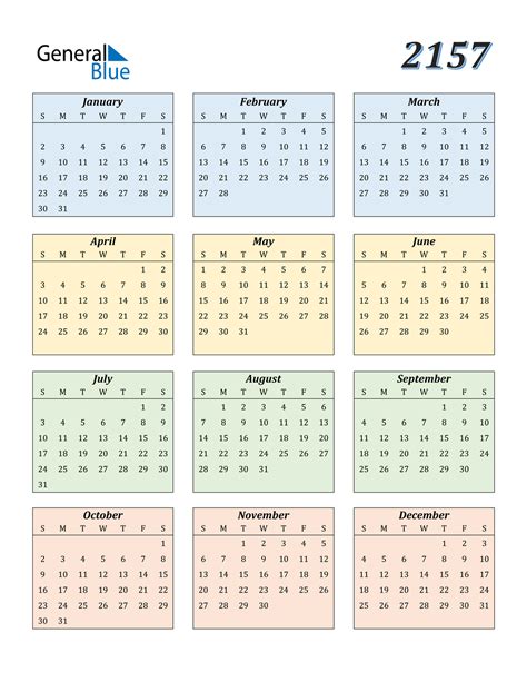 2157 Calendar Pdf Word Excel