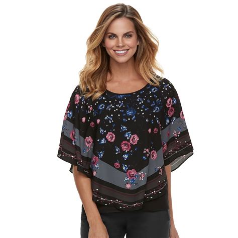 Womens Elle™ Crepe Popover Top Tops Women Floral Tops