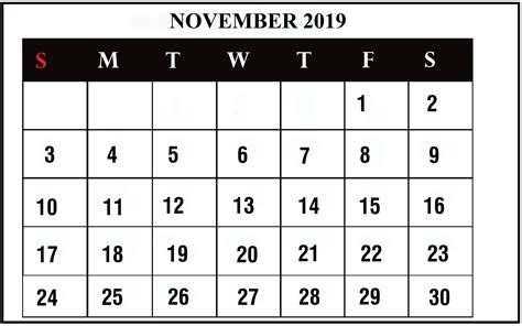 Print November 2019 Calendar Blank A4 Page | November printable calendar, November calendar ...
