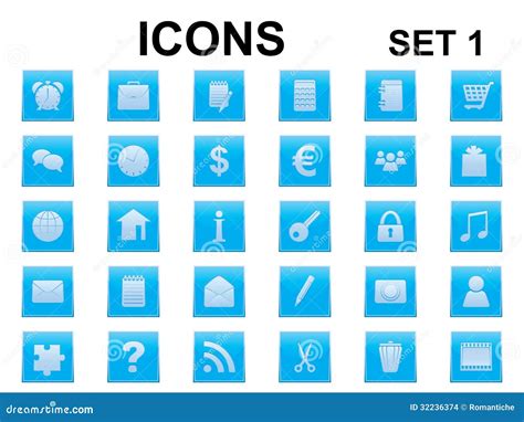 Set Of Square Icons Stock Vector Illustration Of Design 32236374