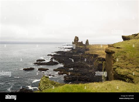 Londrangar Coast South Coast Of Snæfellsnes Peninsula Iceland Stock