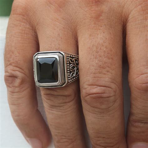 Onyx Signet Ring For Men Solid 925 Sterling Silver Vy Jewelry