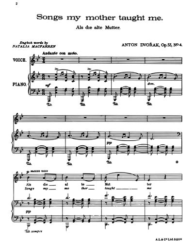 My Mother Taught Me Op 554 Sheet Music By Antonín Dvořák Nkoda