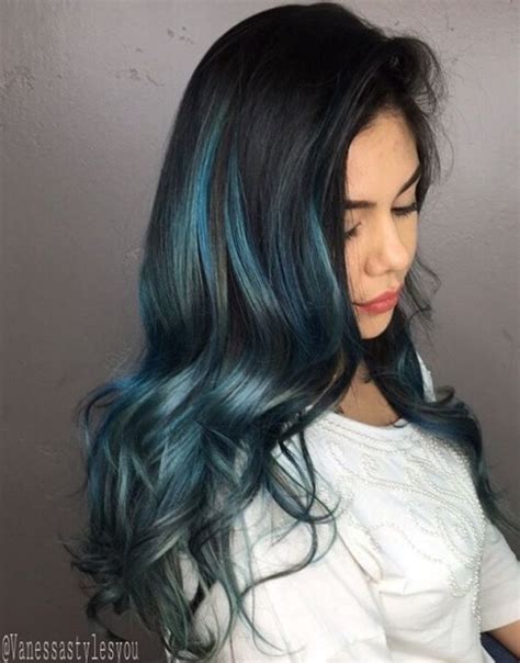 The colour reminds the deep sea or dark sky in the night. Gimme the Blues: Bold Blue Highlight Hairstyles