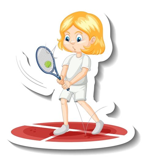 Милая девушка играет в теннис мультипликационный персонаж изолированы Бесплатно векторы