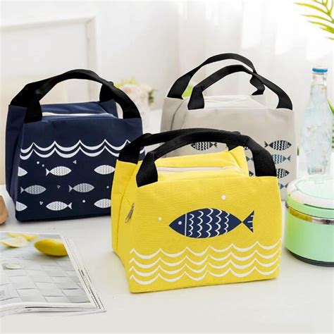 Waterproof Insulated Lunch Bag Thermal Stripe Tote Bags Cooler Picnic