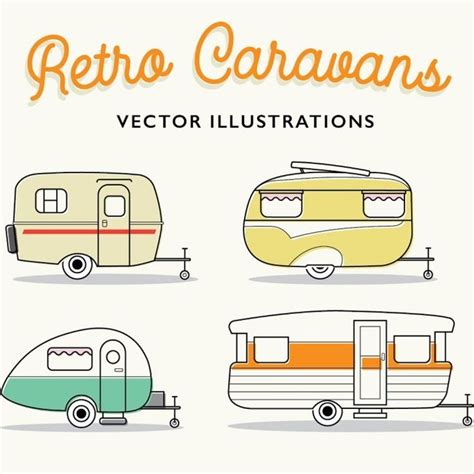 Retro Caravan Illustrations Retro Caravan Retro Vector Illustration