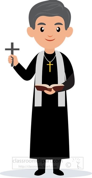 Christian Clipart Priest Holding Bible And Cross Clipart